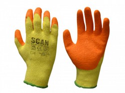 Scan Knit Shell Latex Palm Gloves Orange Pack of 12
