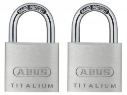 ABUS Mechanical 64TI/30mm TITALIUM Padlock Carded Twin Pack