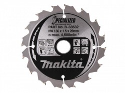 Makita B-33532 Specialized for Cordless Saws Blade 136 x 20mm x 16T