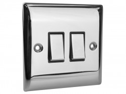 SMJ 2-Way Light Switch 2-Gang Chrome