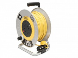 STANLEY� Electrical Open Metal Drum Cable Reel 240V 13A 4-Socket + 2 USB 50m