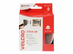VELCRO� Brand Stick On Tape White 20mm x 2.5m 60214