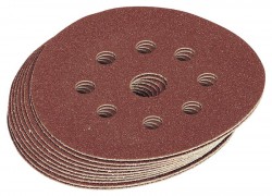 DRAPER Ten 125mm Assorted Grit Hook and Loop Sanding Discs
