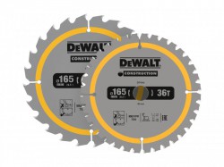 DEWALT DT90270 Construction Circular Saw Blade 2 Pack 165 x 20mm x 24T/36T Special